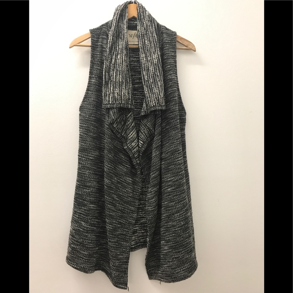 Sleeveless flutter front cardigan vest